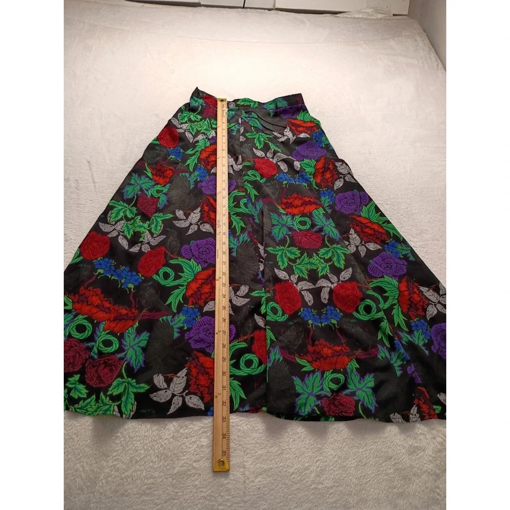 Topshop Floral Maxi Skirt Black Red Purple High Waisted Pleated Size US 4 NWOT